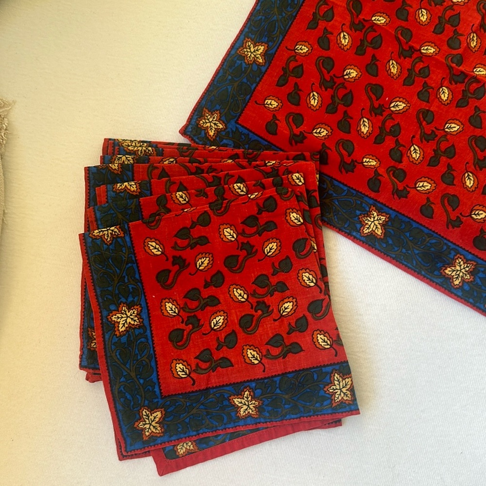 8 Cotton block print napkins